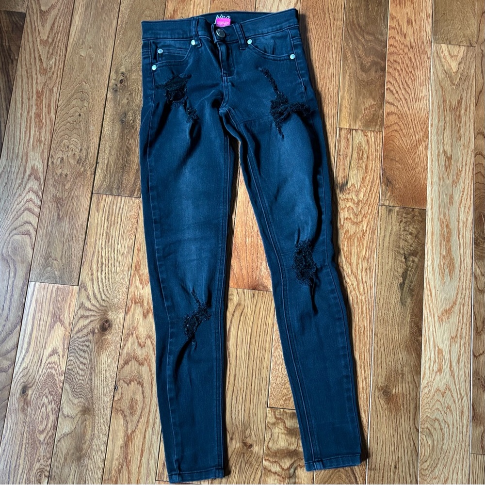 Pinc Premium Girls Black Distressed Skinny Jeans - Gently Used
